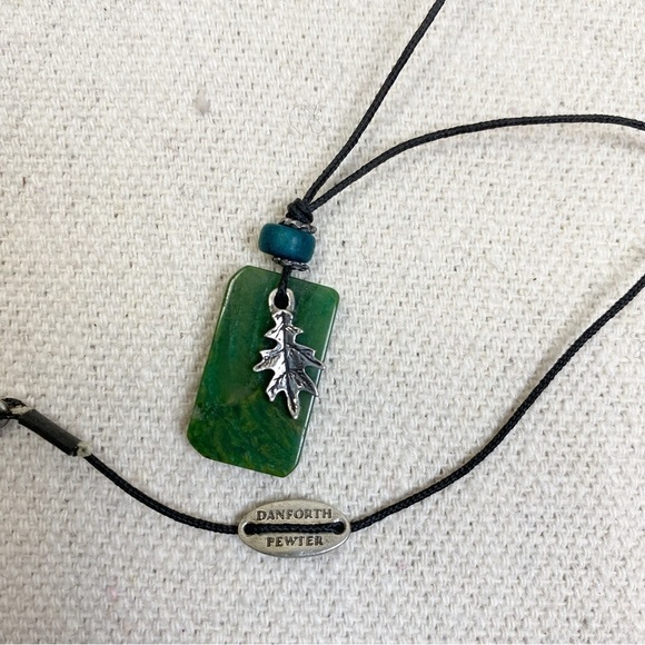 Danforth pewter Oak leaf and stone necklace vintage 1997 - Picture 5 of 7